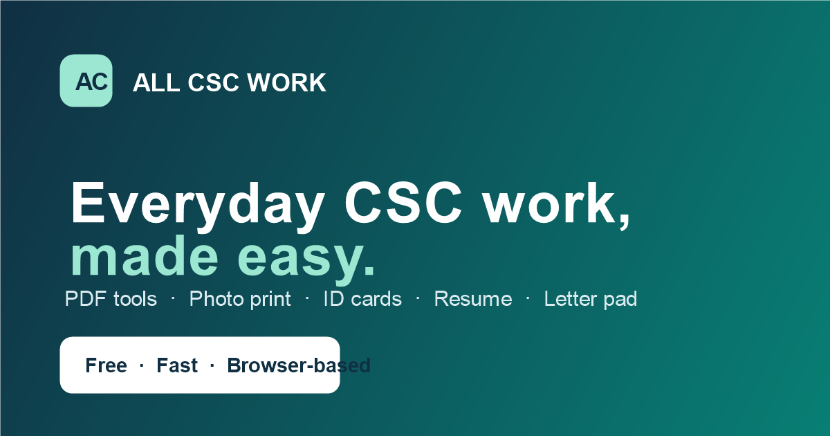All CSC Work free browser-based document tools